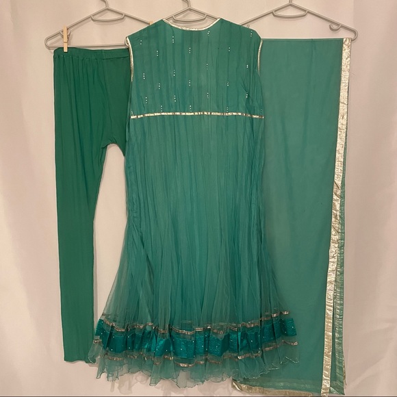Teal Salwar Kameez Indian 3-Piece Set – Punjabi/Pakistani Style - Picture 8 of 8